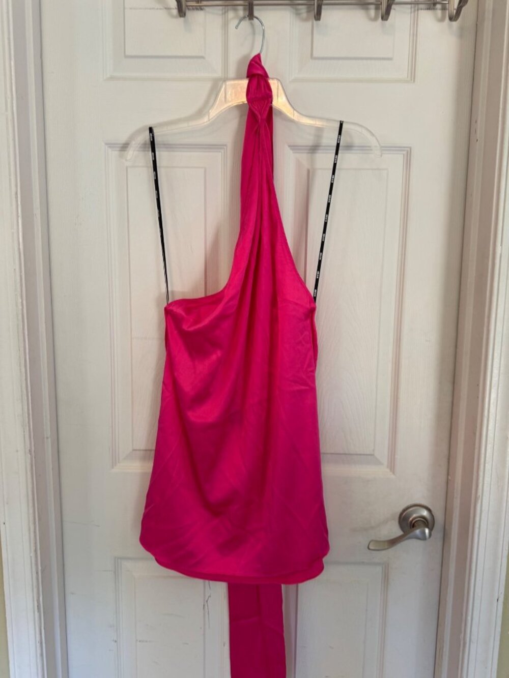 Seroya Kendall Silk Halter Mini Dress Hot Pink Backless Elegant Satin Medium - Picture 5 of 12